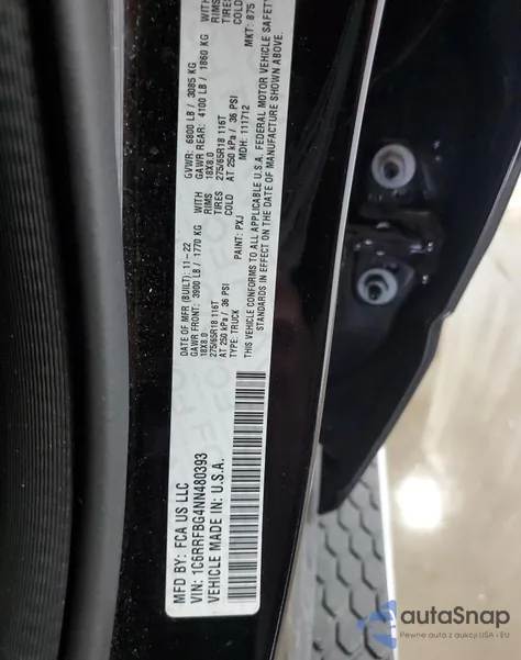 2022 Ram 1500 Big Horn/Lone Star из США, поврежденный, VIN 1C6RRFBG4NN480393